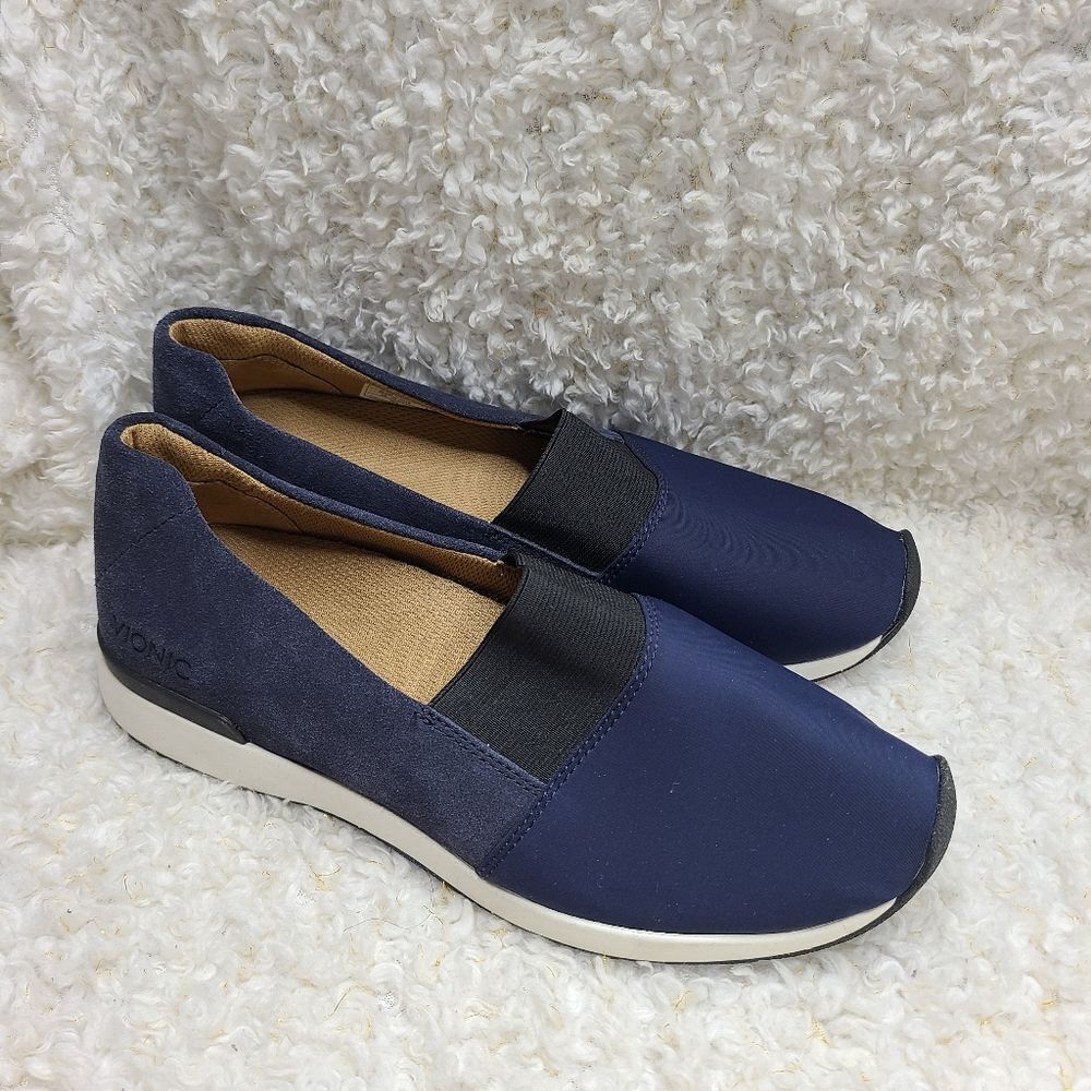 Vionic Cameo Navy suede slip on casual sneaker 8.5